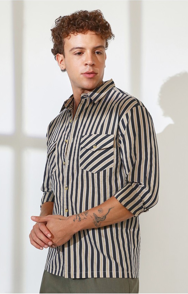 Men's Multicolor Striped Oversized Shirts