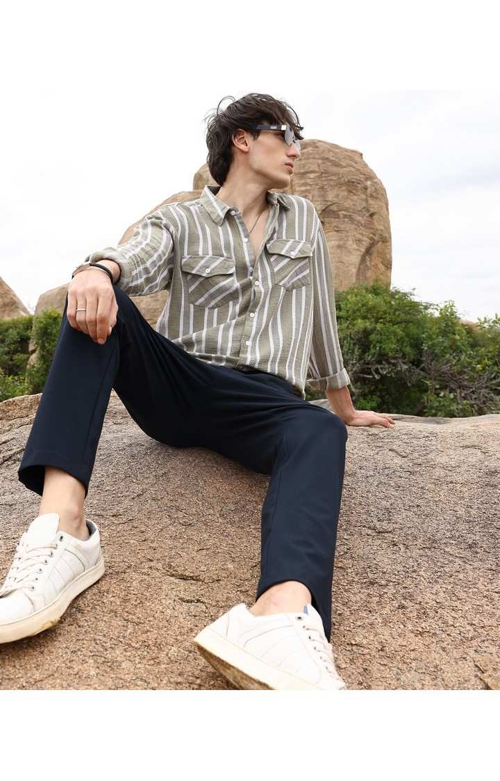 Men's Multicolor Striped Oversized Shirts