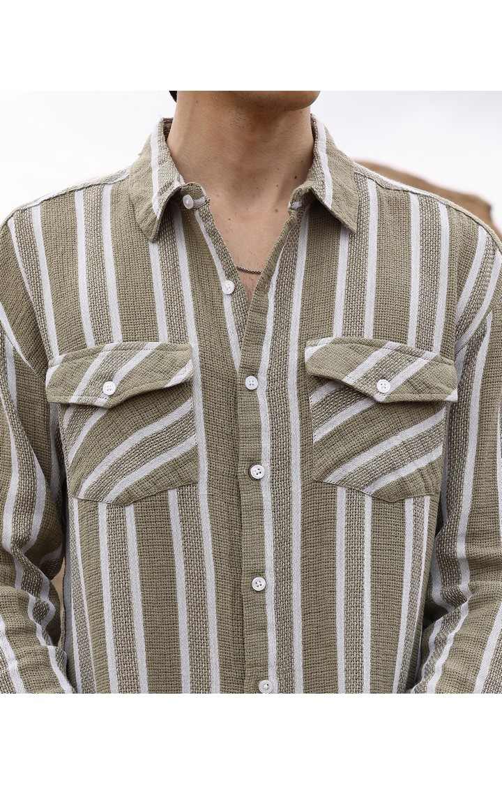 Men's Multicolor Striped Oversized Shirts