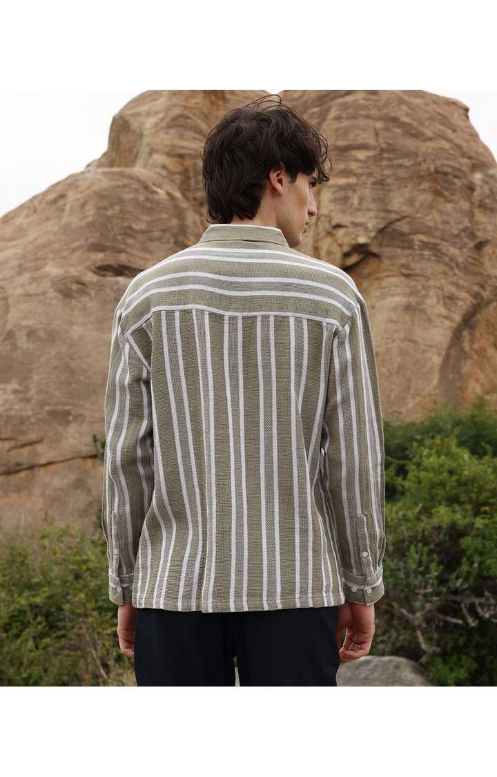 Men's Multicolor Striped Oversized Shirts