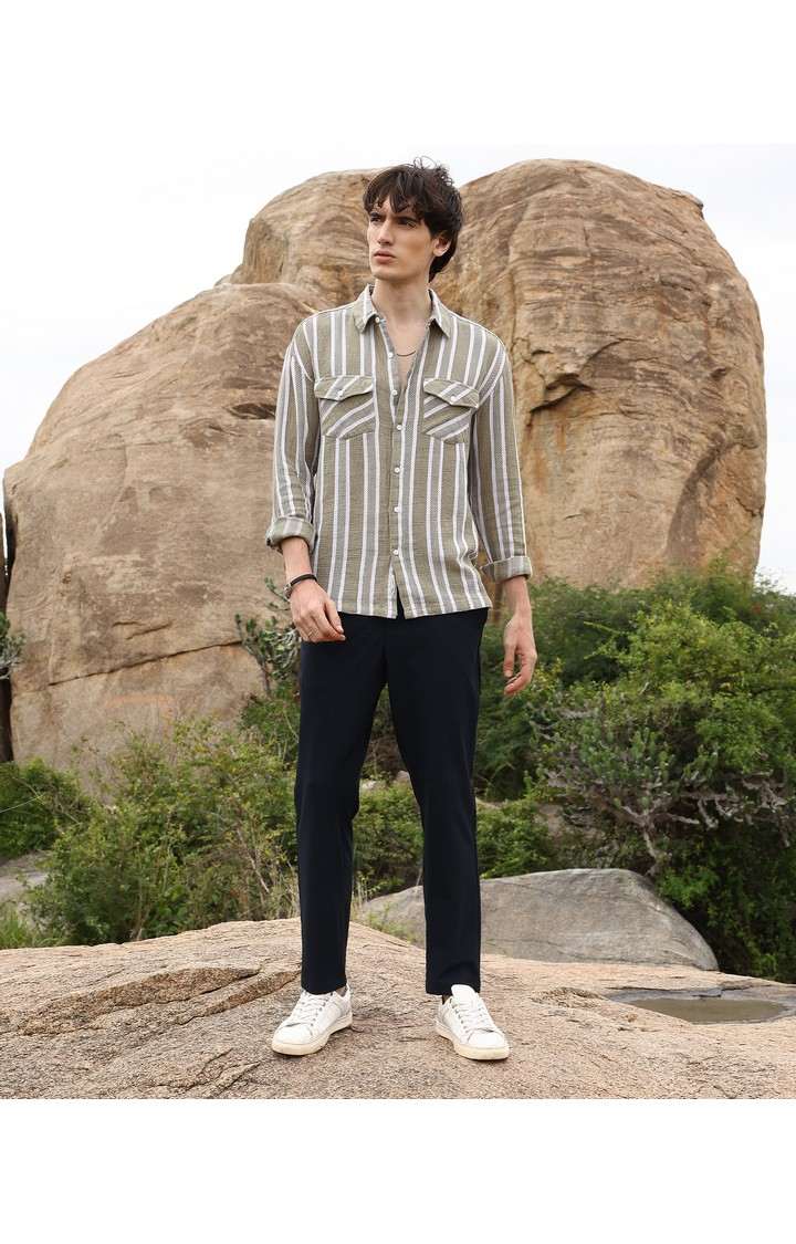 Men's Multicolor Striped Oversized Shirts