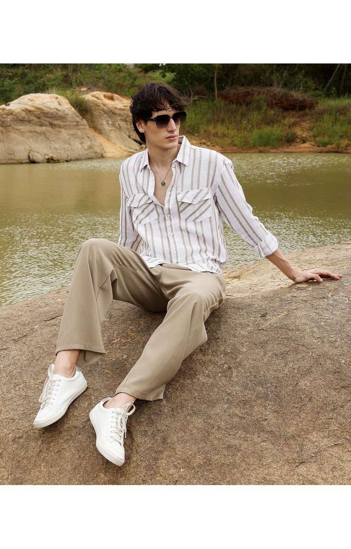 Men's Multicolor Striped Oversized Shirts