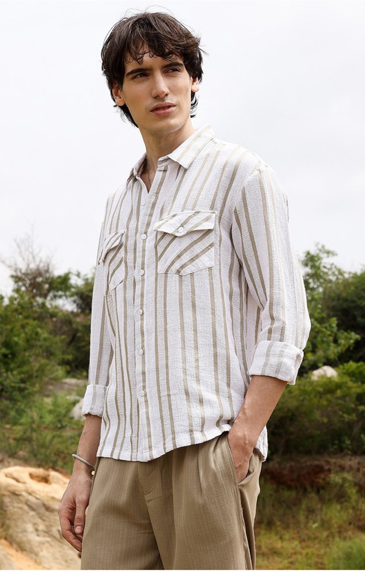 Men's Multicolor Striped Oversized Shirts