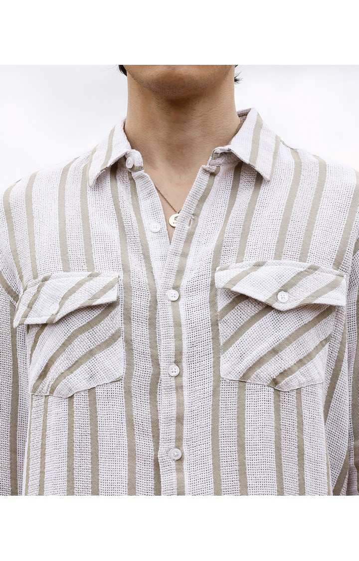 Men's Multicolor Striped Oversized Shirts