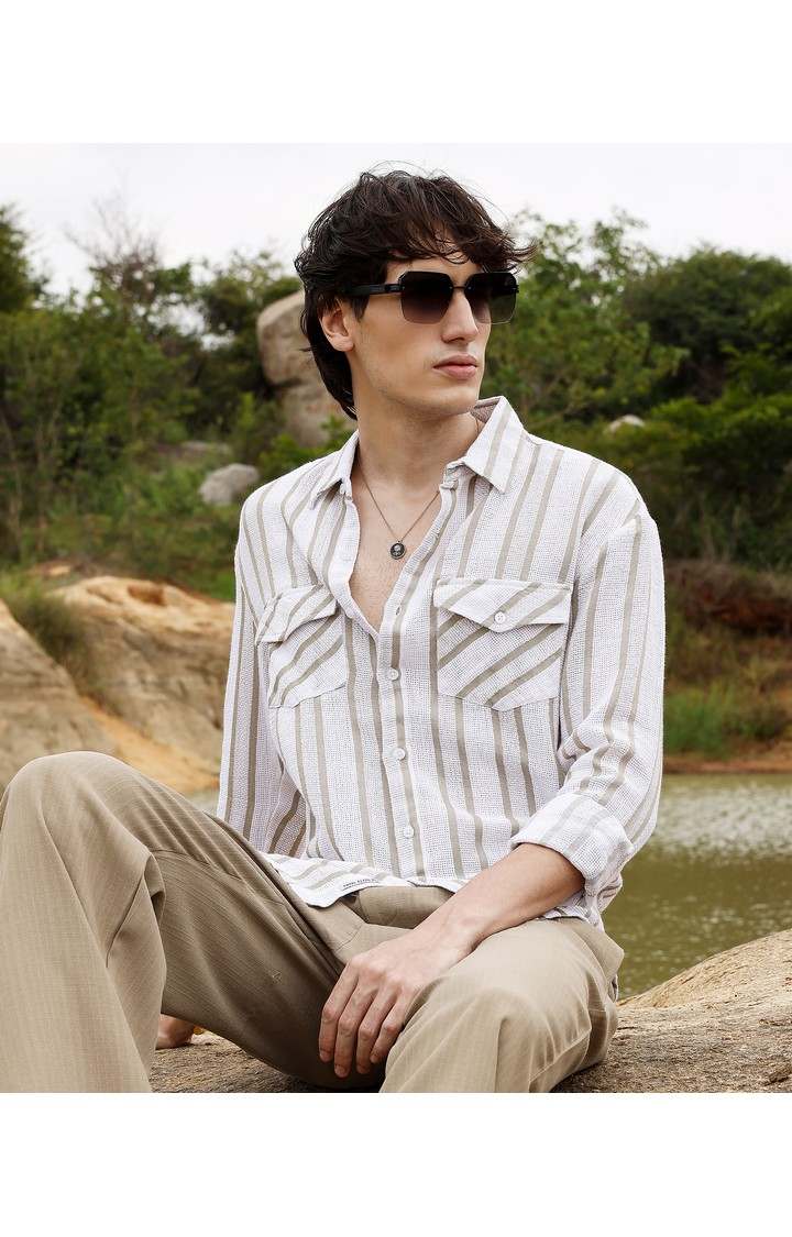 Men's Multicolor Striped Oversized Shirts