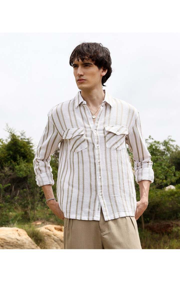 Men's Multicolor Striped Oversized Shirts
