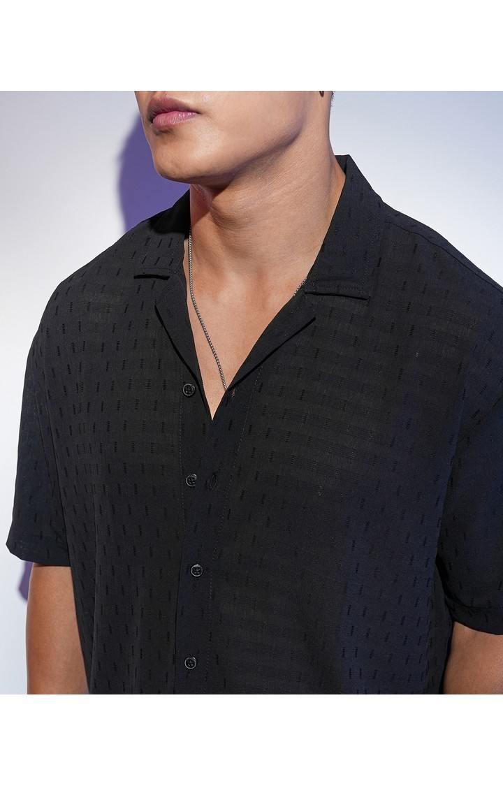 Men's Black Solid Oversized Shirts