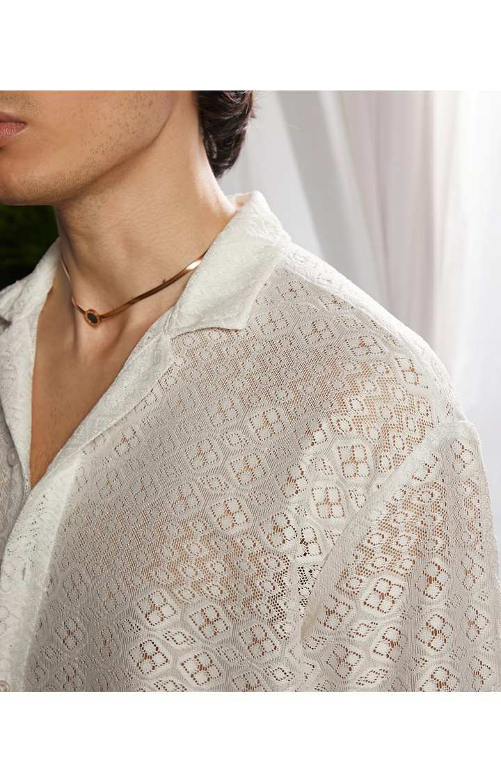 Men's White Solid Casual Shirts