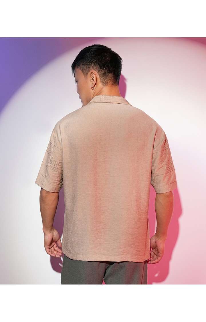 Men's Brown Solid Oversized Shirts