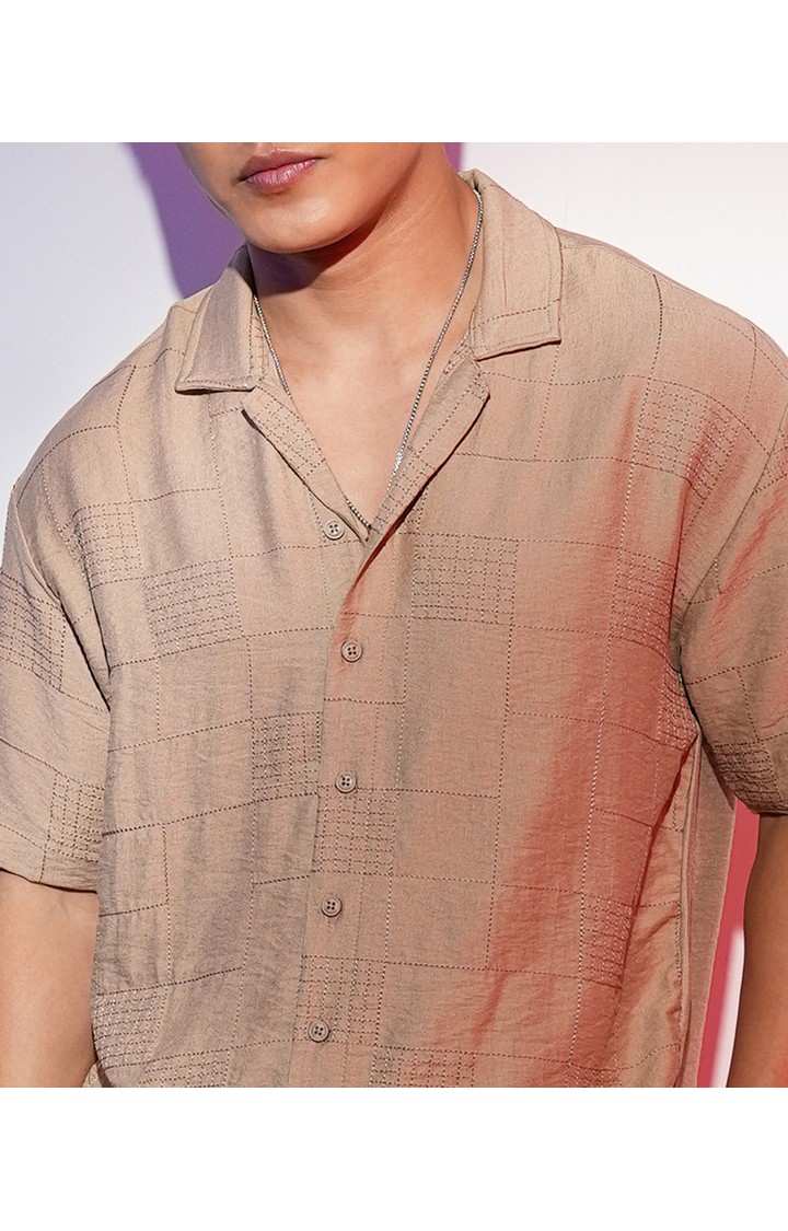 Men's Brown Solid Oversized Shirts