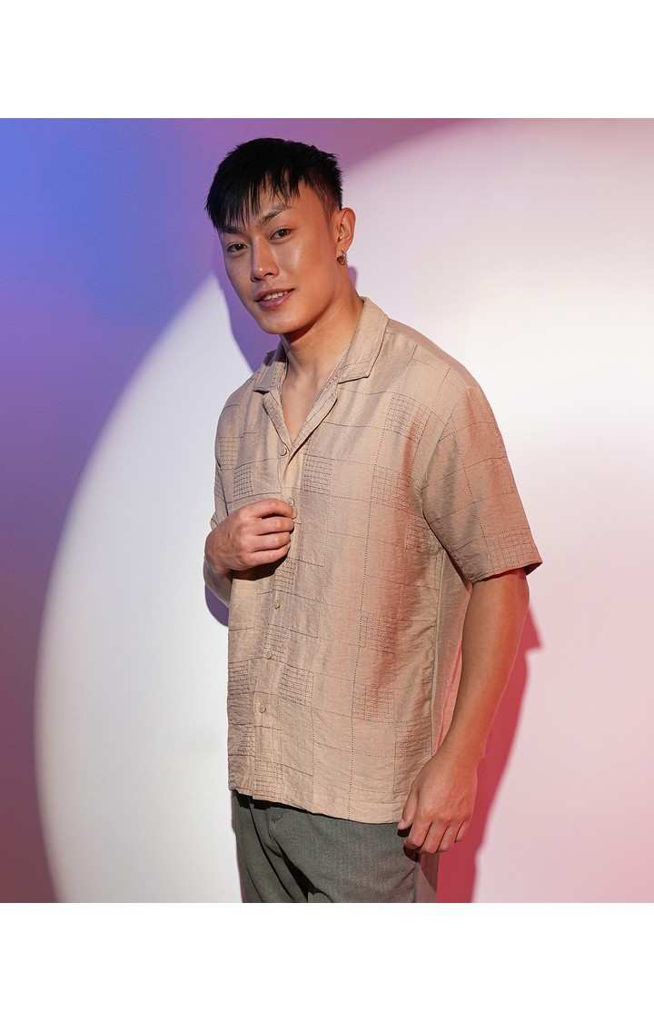 Men's Brown Solid Oversized Shirts