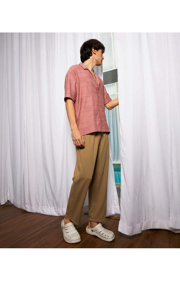 Men's Brown Solid Oversized Shirts