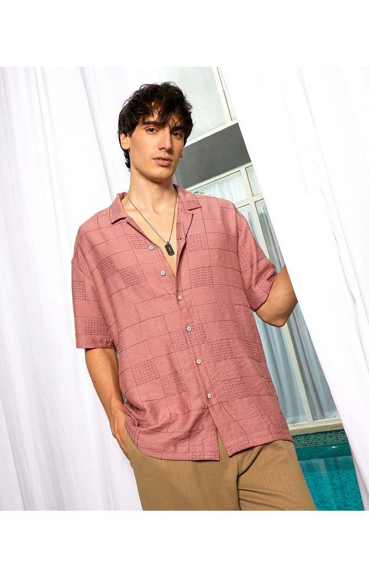 Men's Brown Solid Oversized Shirts