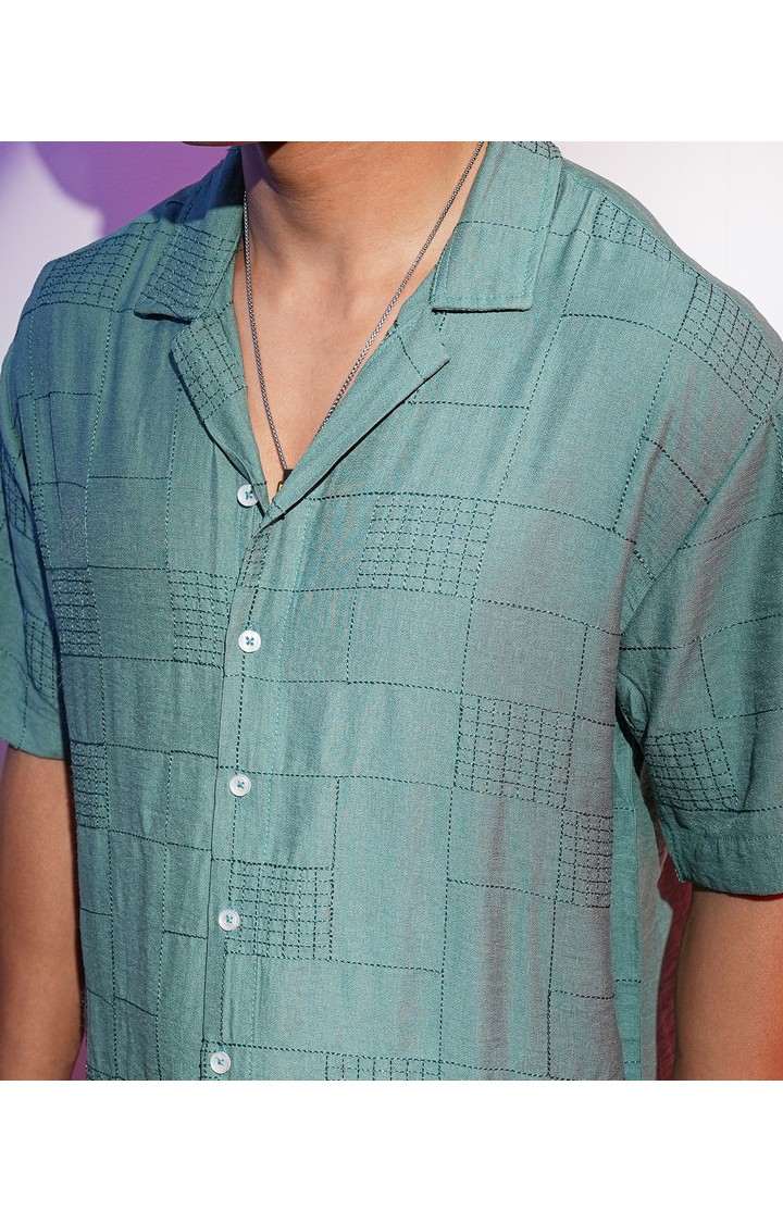 Men's Green Solid Oversized Shirts