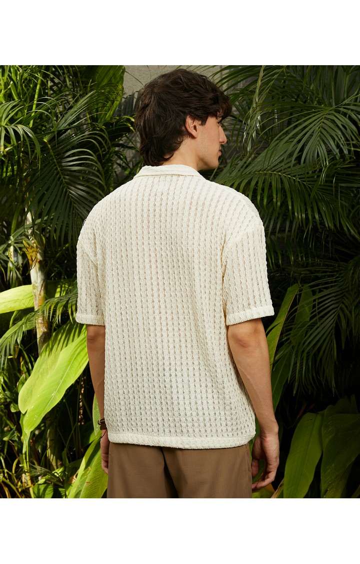Men's White Solid Oversized Shirts