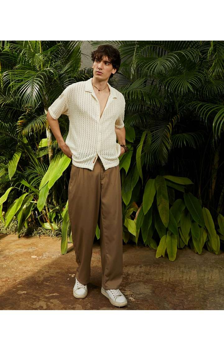 Men's White Solid Oversized Shirts