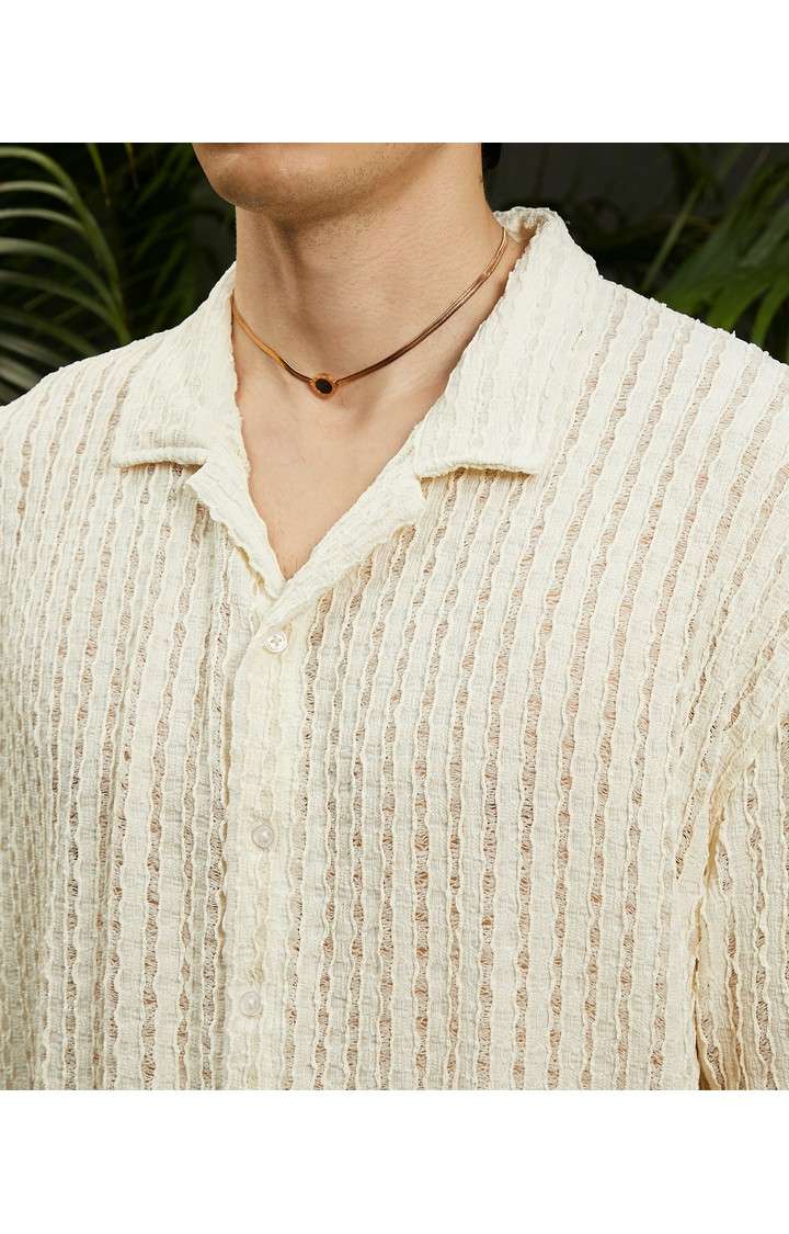 Men's White Solid Oversized Shirts