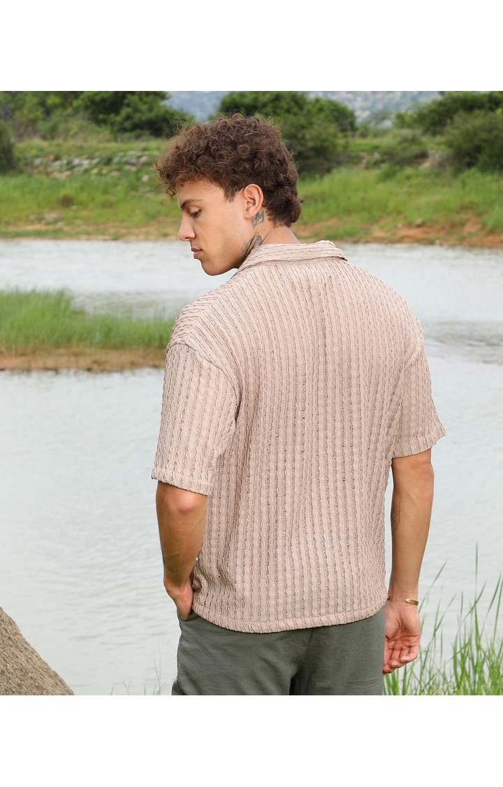 Men's Brown Solid Oversized Shirts