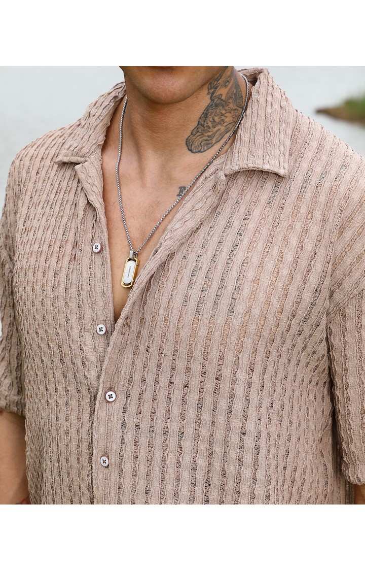 Men's Brown Solid Oversized Shirts