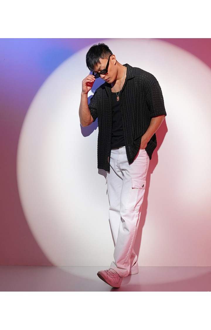 Men's Black Solid Oversized Shirts