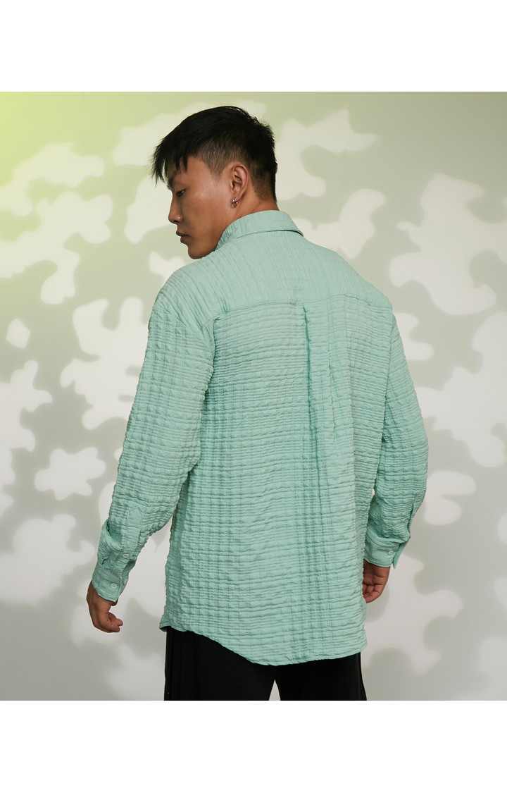 Men's Green Textured Oversized Shirts