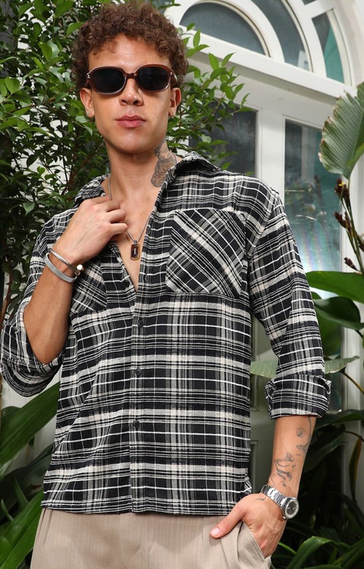 Men's Multicolor Checked Oversized Shirts