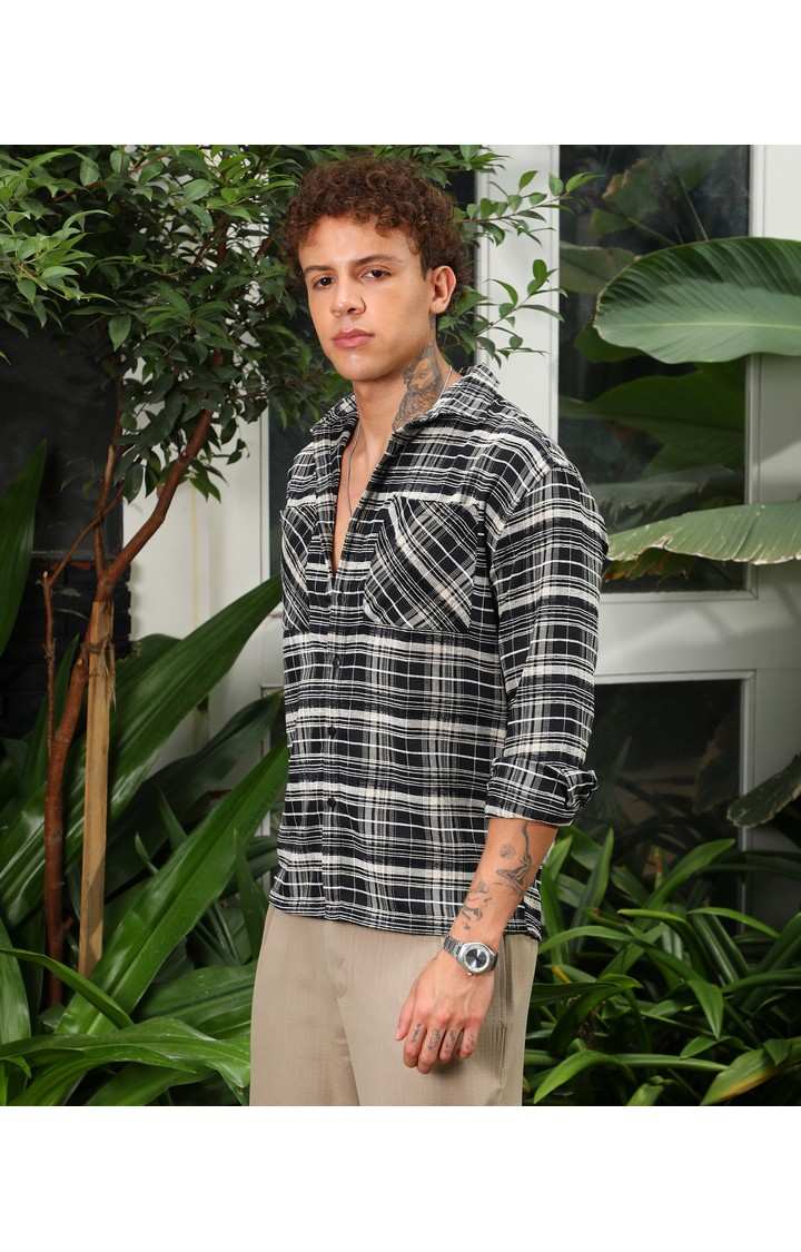 Men's Multicolor Checked Oversized Shirts