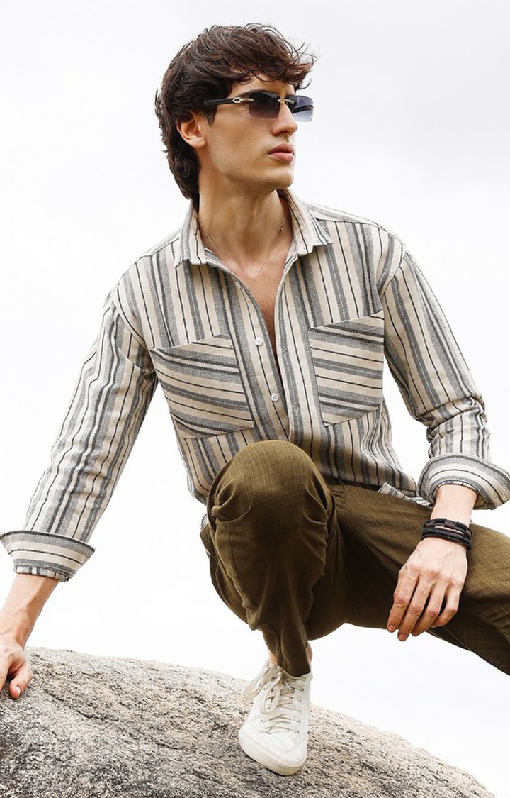 Men's Multicolor Striped Oversized Shirts