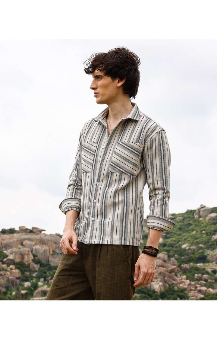 Men's Multicolor Striped Oversized Shirts