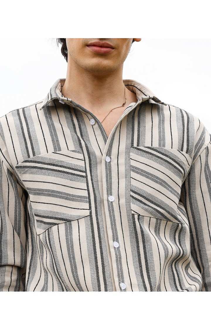 Men's Multicolor Striped Oversized Shirts