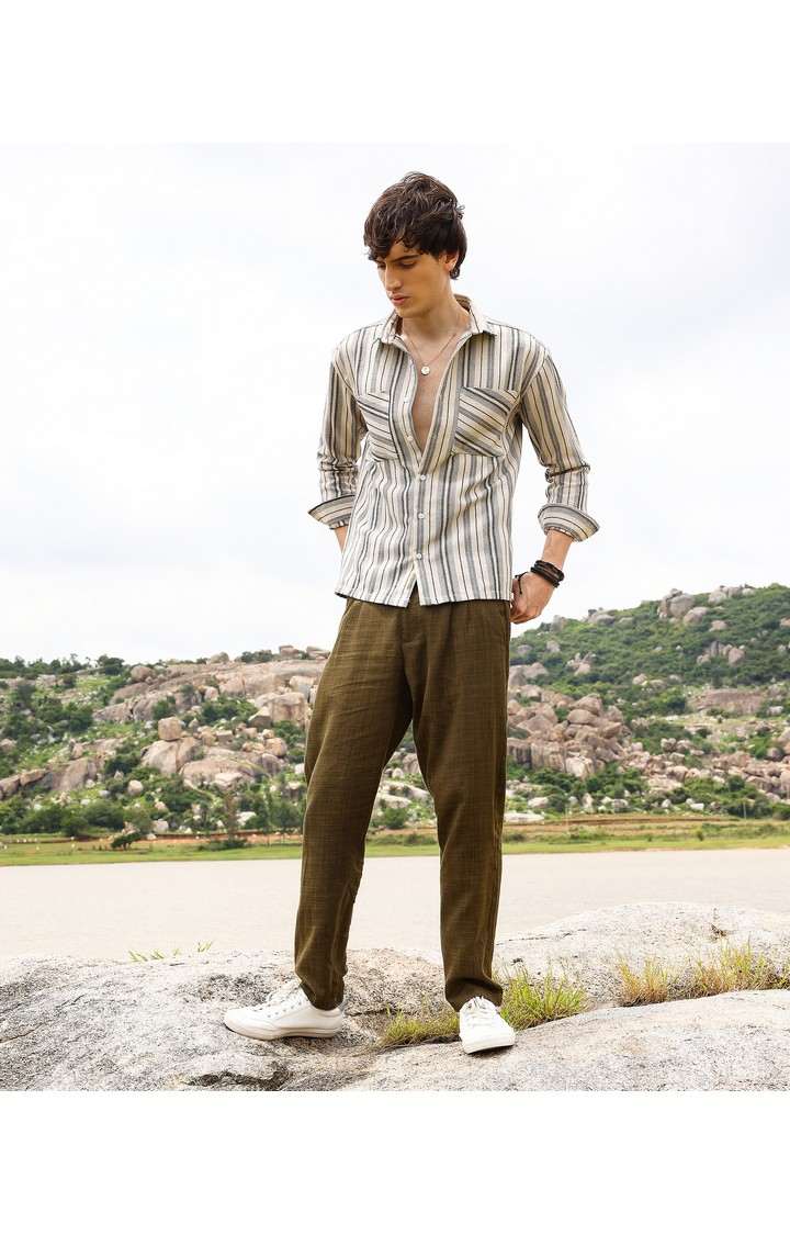 Men's Multicolor Striped Oversized Shirts