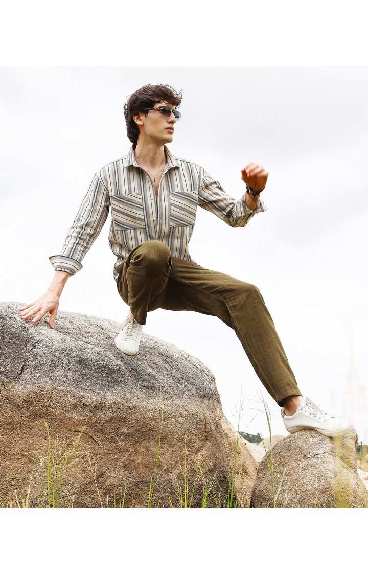 Men's Multicolor Striped Oversized Shirts