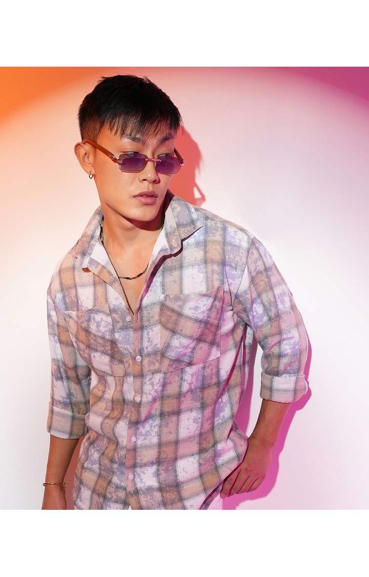 Men's Multicolor Checked Oversized Shirts