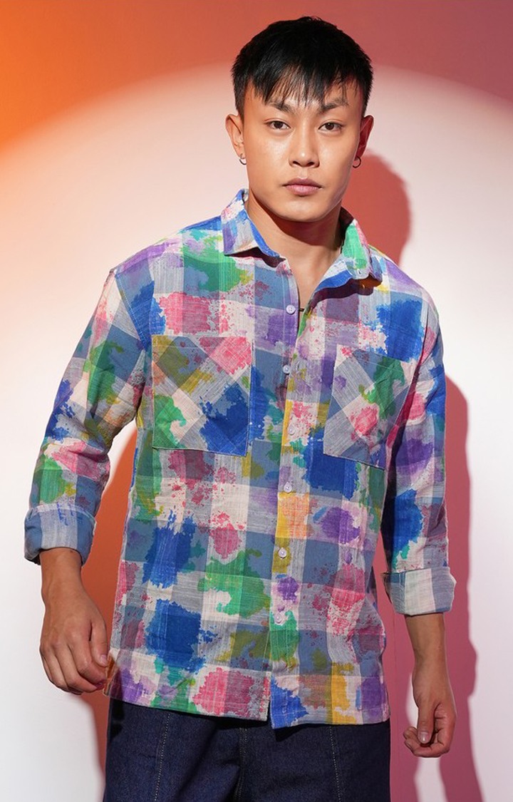 Men's Multicolor Checked Oversized Shirts