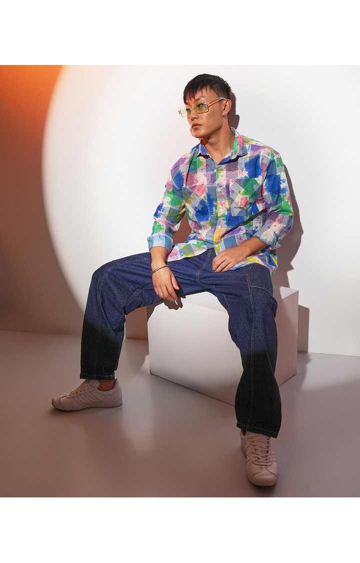Men's Multicolor Checked Oversized Shirts