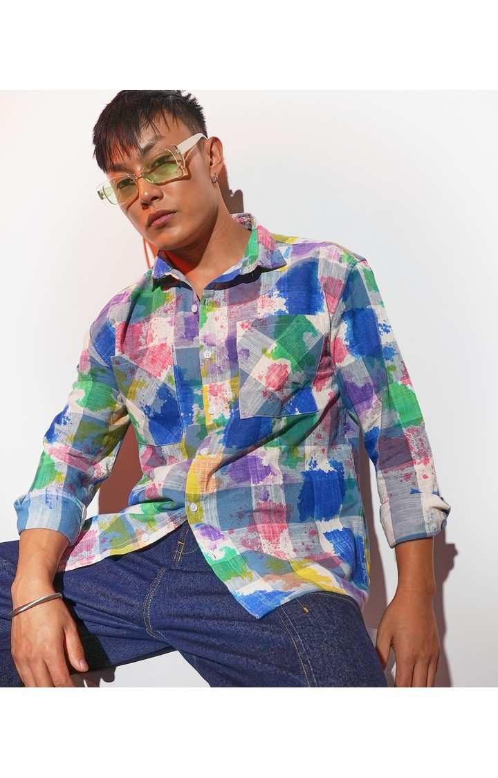 Men's Multicolor Checked Oversized Shirts