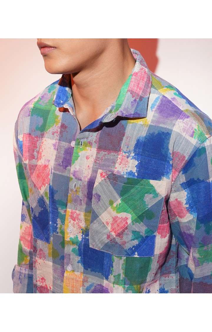 Men's Multicolor Checked Oversized Shirts