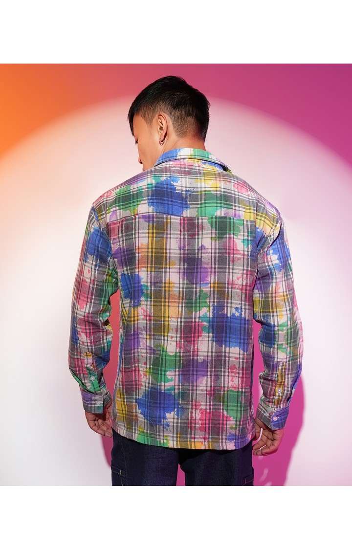 Men's Multicolor Checked Oversized Shirts