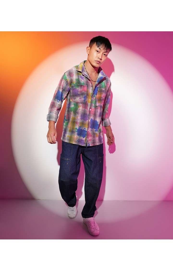 Men's Multicolor Checked Oversized Shirts