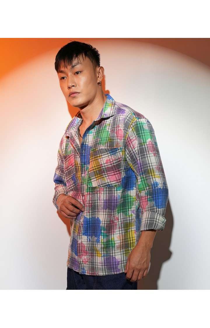 Men's Multicolor Checked Oversized Shirts