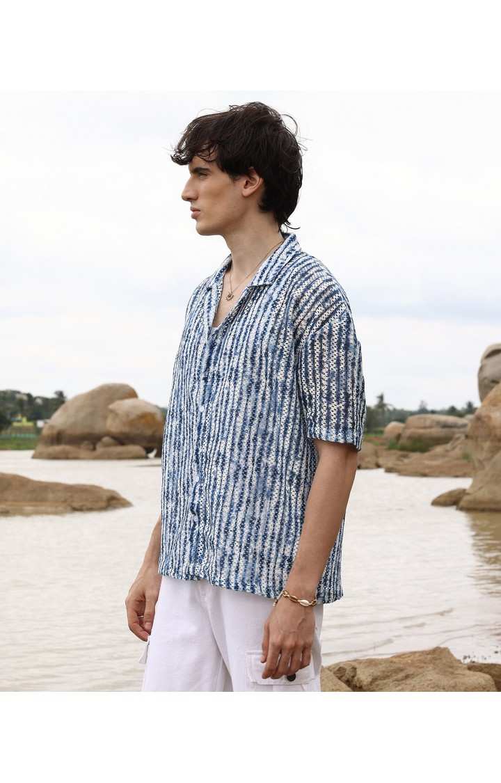 Men's Multicolor Striped Oversized Shirts