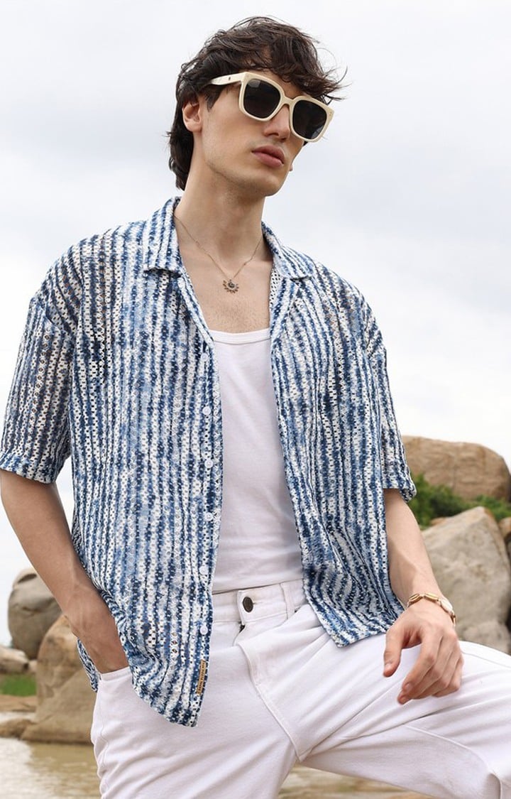Men's Multicolor Striped Oversized Shirts