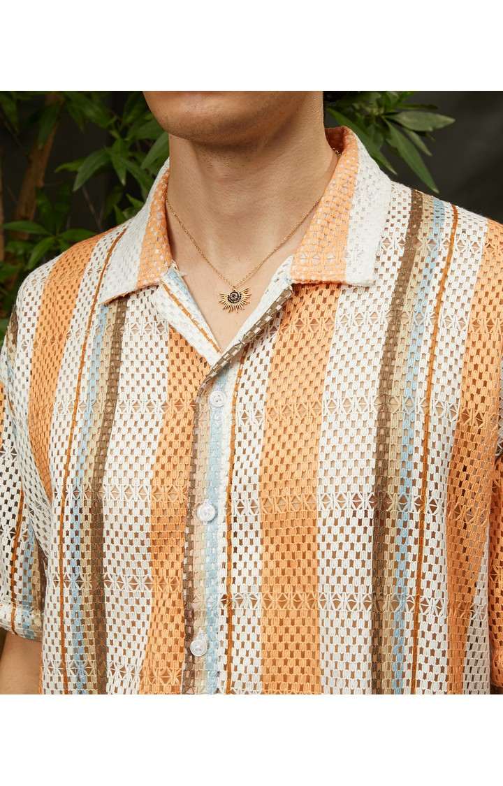 Men's Multicolor Striped Oversized Shirts