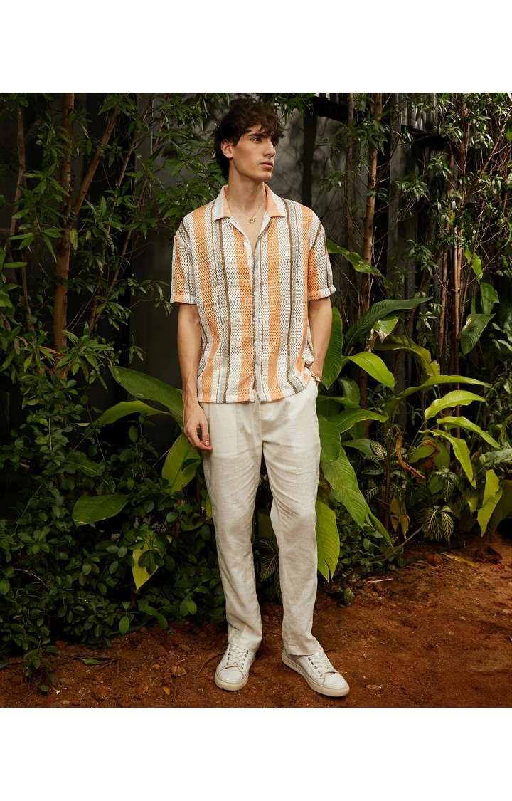 Men's Multicolor Striped Oversized Shirts