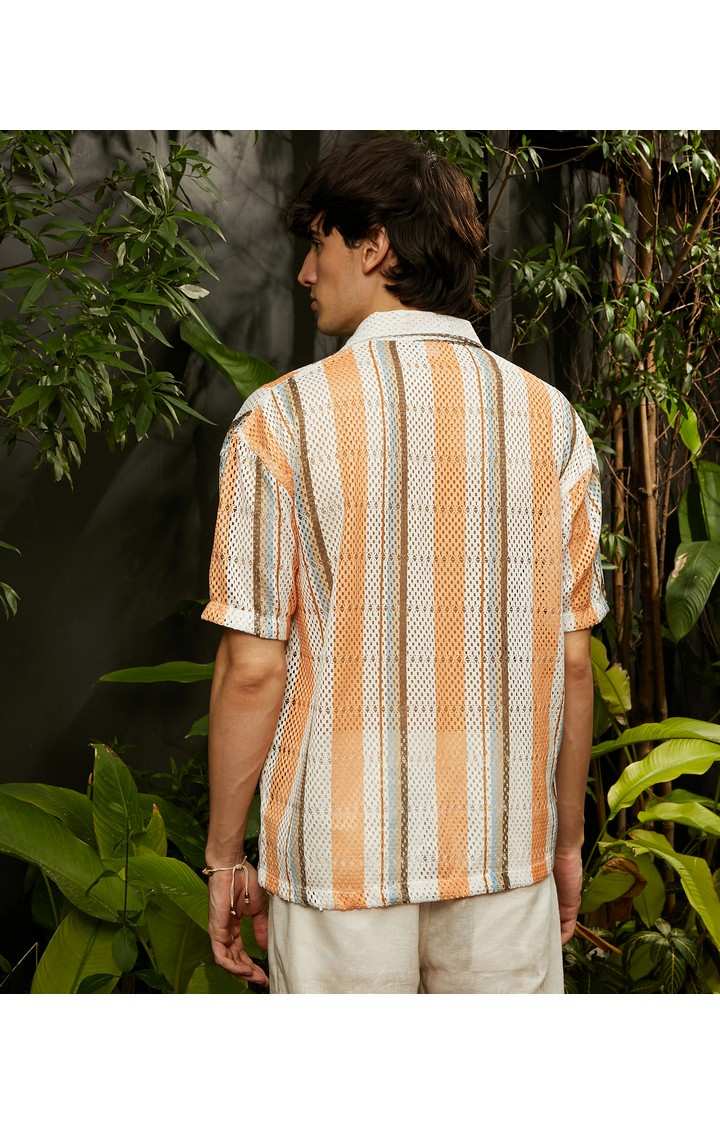 Men's Multicolor Striped Oversized Shirts