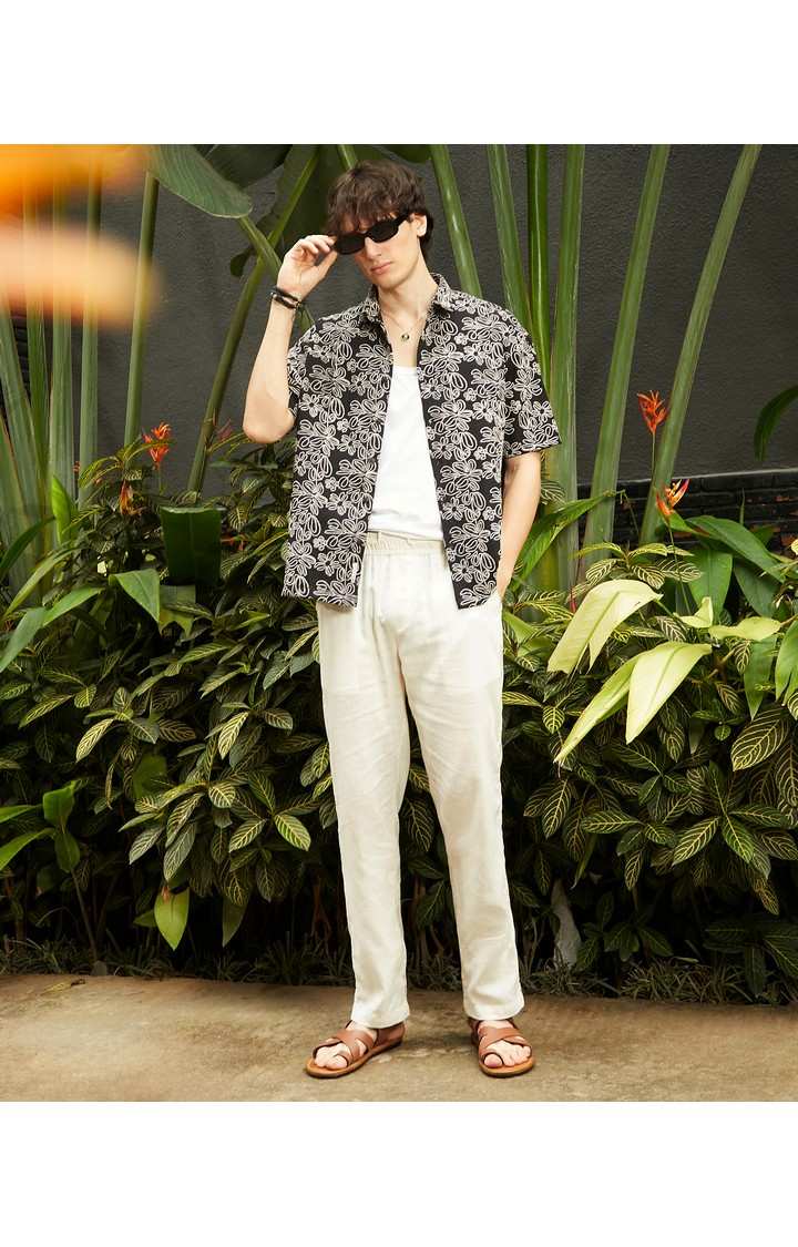 Men's Black Printed Oversized Shirts