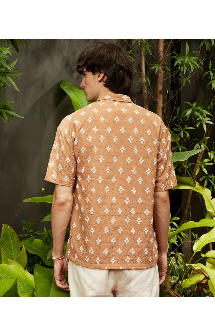 Men's Brown Printed Oversized Shirts