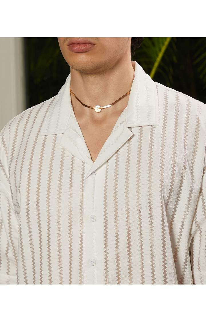 Men's White Solid Oversized Shirts