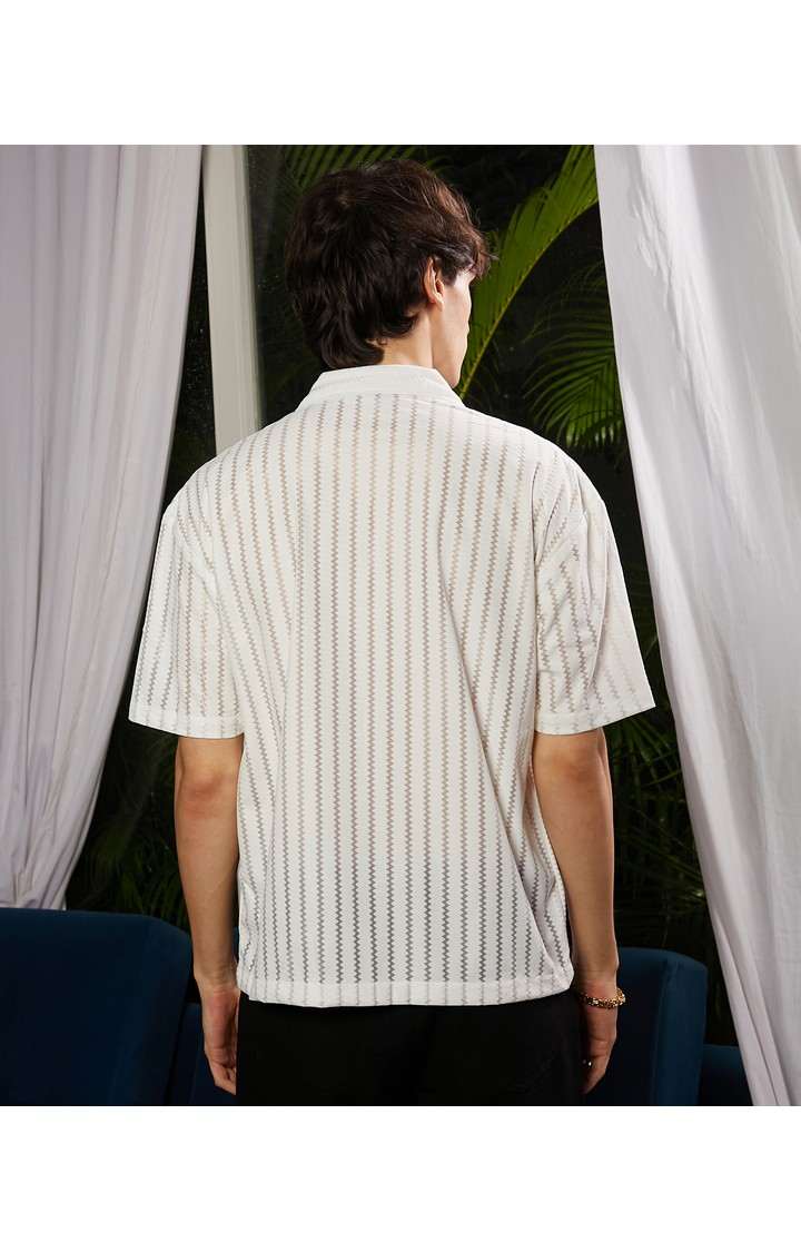 Men's White Solid Oversized Shirts