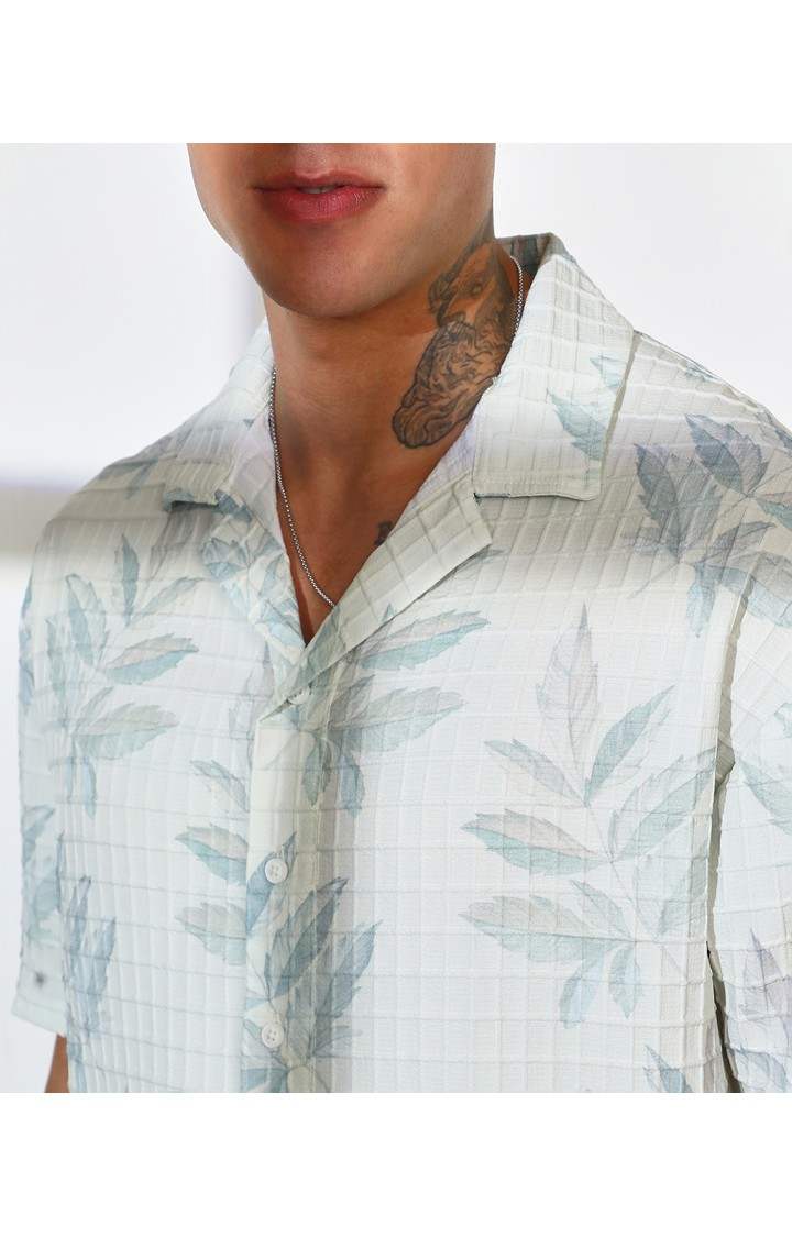 Men's White Printed Oversized Shirts